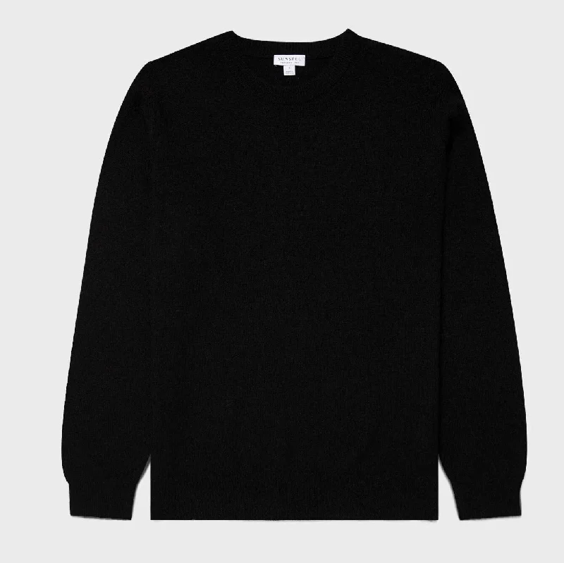 Black 100% Cashmere Crew Sweater