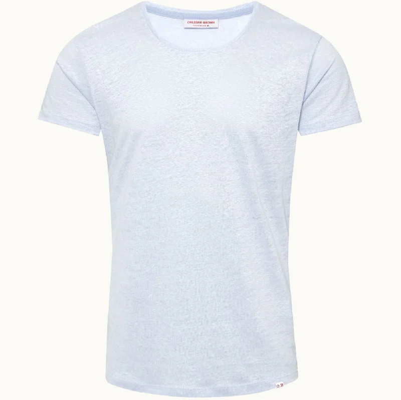 Soft Blue Linen Crew Neck T-shirt