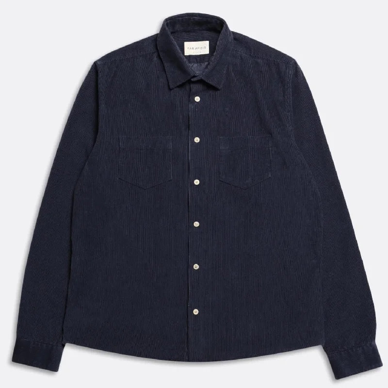 Navy Iris Two Pocket Corduroy Cotton Shirt