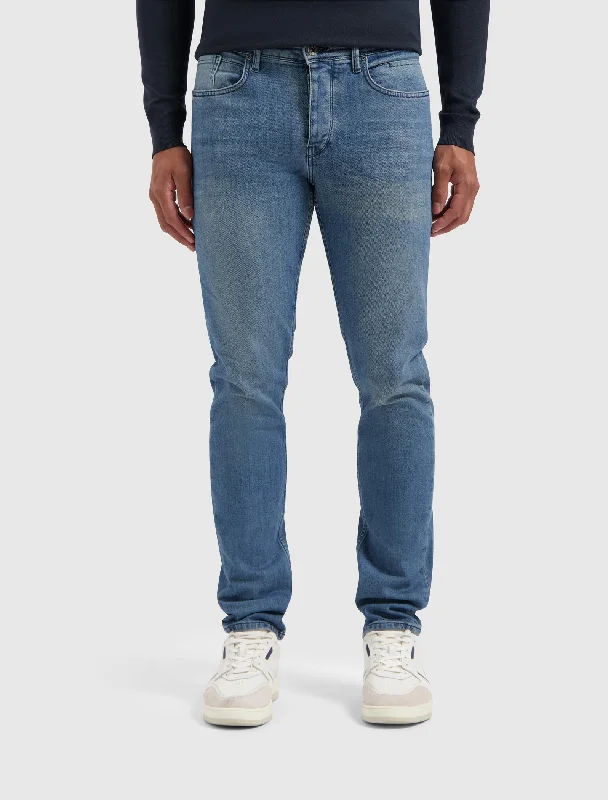 Men's Jeans with EmbroideryThe Ryan Slim Fit Jeans | Denim Mid Blue