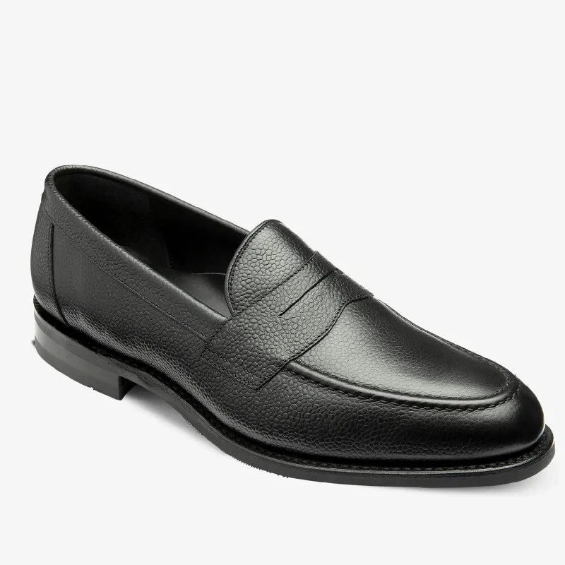 Black Grain Imperial  Leather Penny Loafers