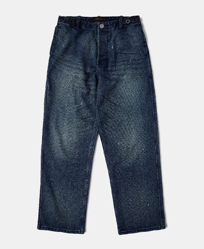 Dark Wash Men's JeansPaint-Splatter Straight-Leg Jeans