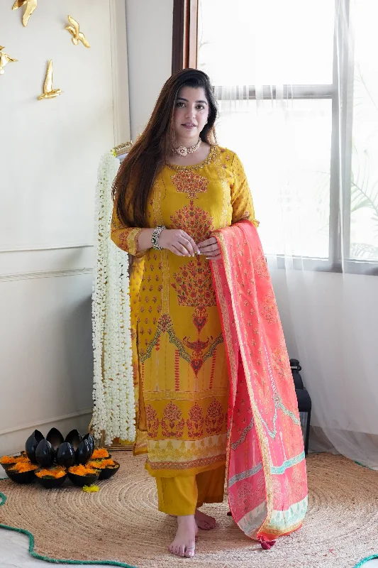 Meegha Yellow Digital Print Suit