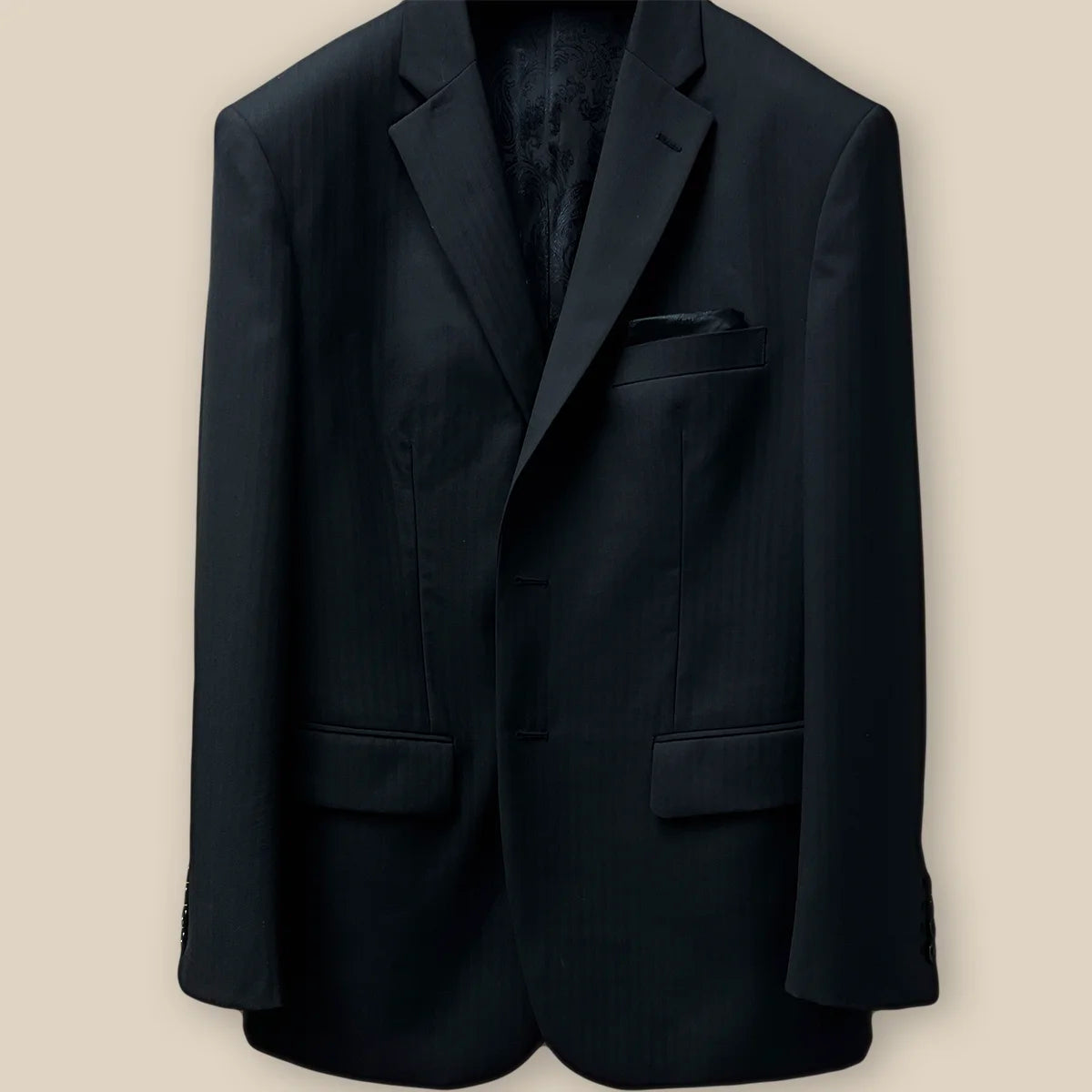 Westwood Hart Black Herringbone Men's Suit