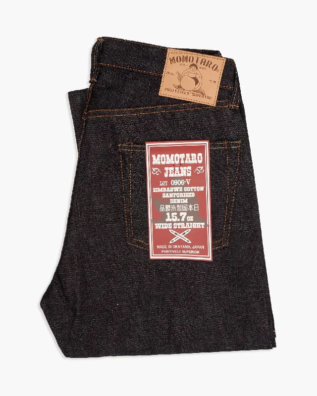 Men's Ripped JeansMomotaro 0906-V Classic Straight Mens Jeans - 15.7oz Indigo Selvedge