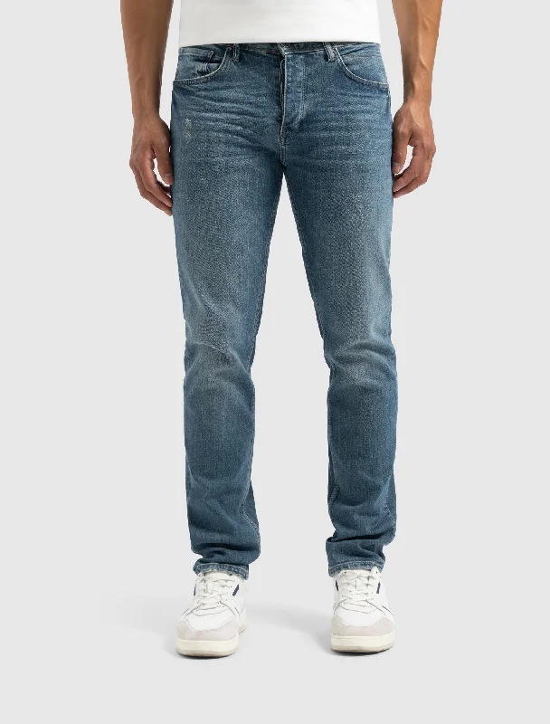 Men's Jeans with EmbroideryThe Ryan Slim Fit Jeans | Denim Mid Blue