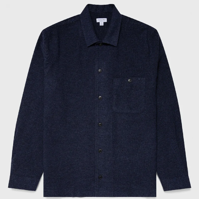 Light Navy Cotton Flannel Overshirt