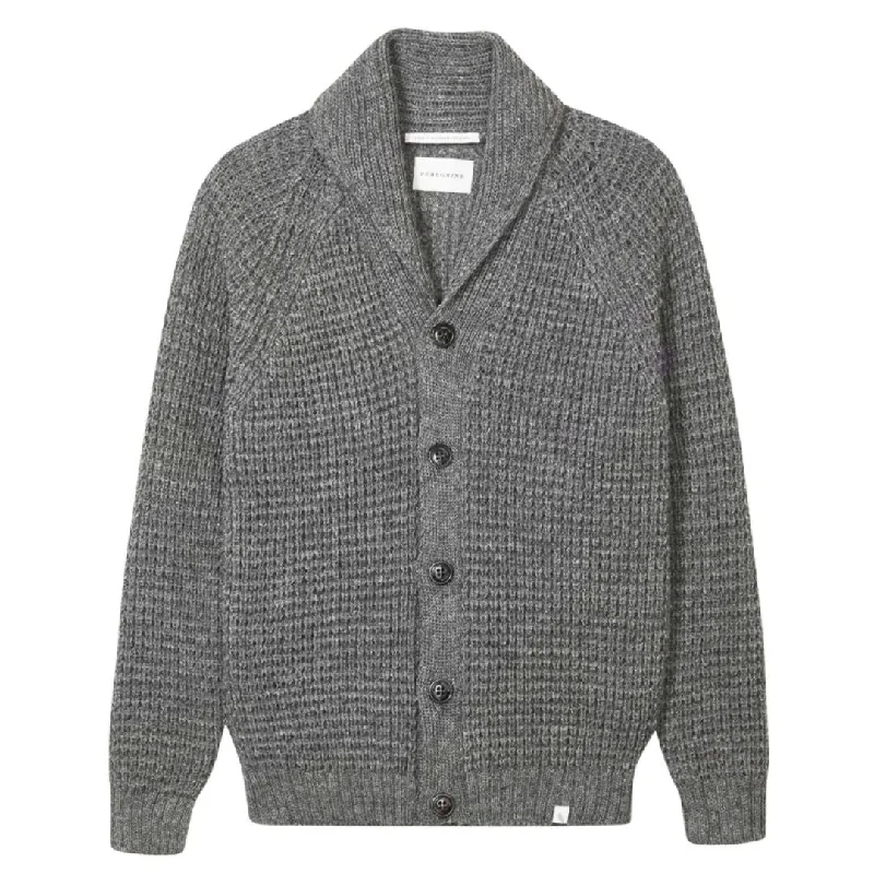 Steel Waffle Shawl Wool Cardigan