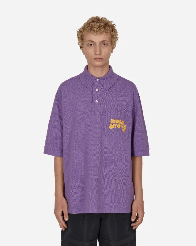 Men's Shirts with Mandarin CollarsBubble Logo Polo T-Shirt Purple