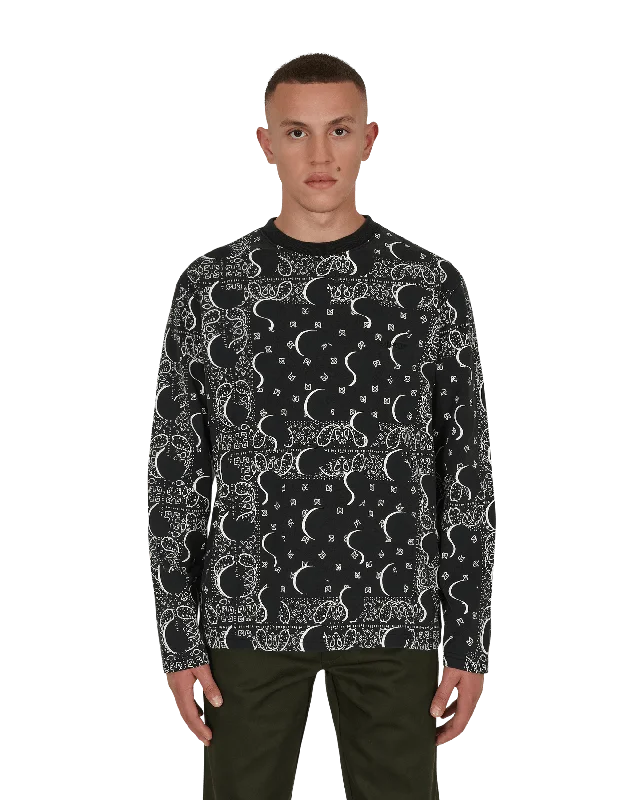 Men's Shirts with Spread CollarsBig Paisley Longsleeve T-Shirt Black