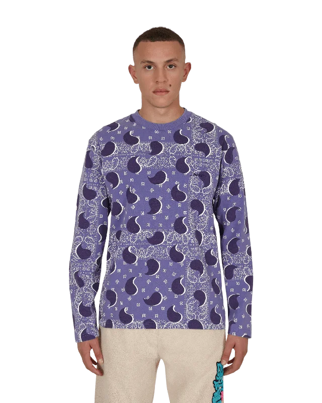 Men's Shirts with TiesBig Paisley Longsleeve T-Shirt Blue