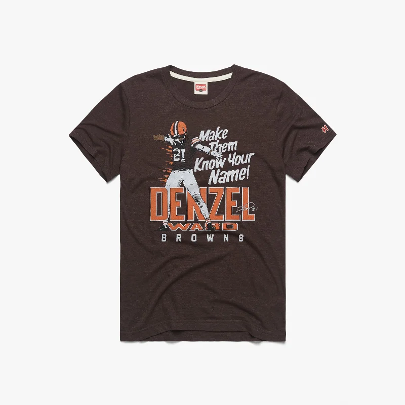 Men's Shirts with Hook-and-Loop ClosuresBrowns Denzel Ward Signature