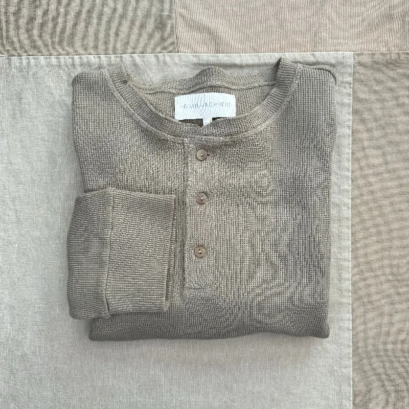 Men's Shirts with French CuffsCrosby Organic Cotton Waffle Henley, Fatigue