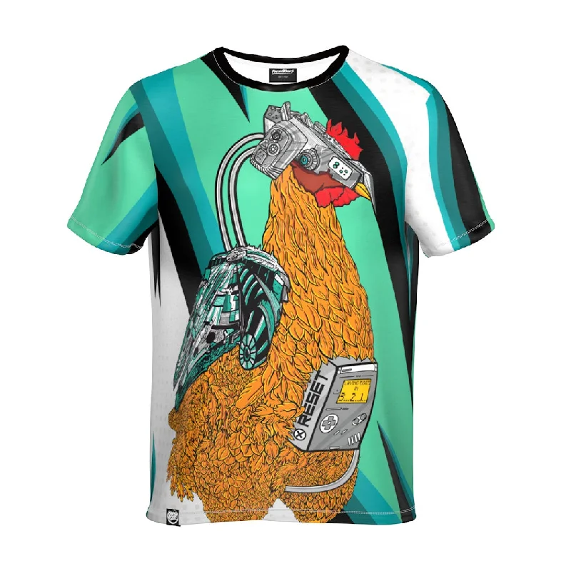 Men's Shirts with Raw-Edge HemlinesCyborg Rooster T-Shirt