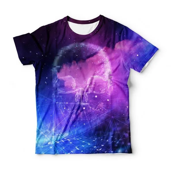 Men's Shirts with Short PlacketsFuturistic Skull T-Shirt