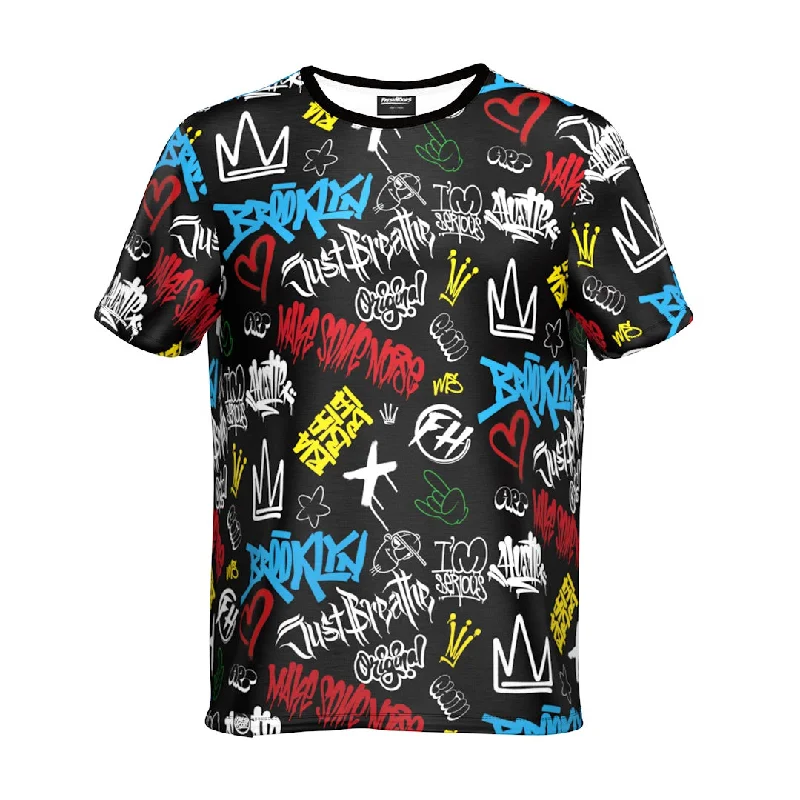 Men's Shirts with Logo EmbossmentsGraffiti Pattern T-Shirt