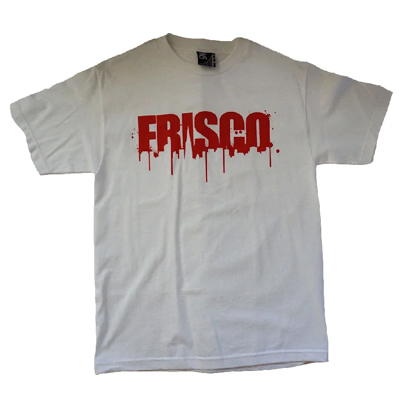 Men's Shirts with Zippered PocketsMens SFCA Frisco Drips T-Shirt, White with Red