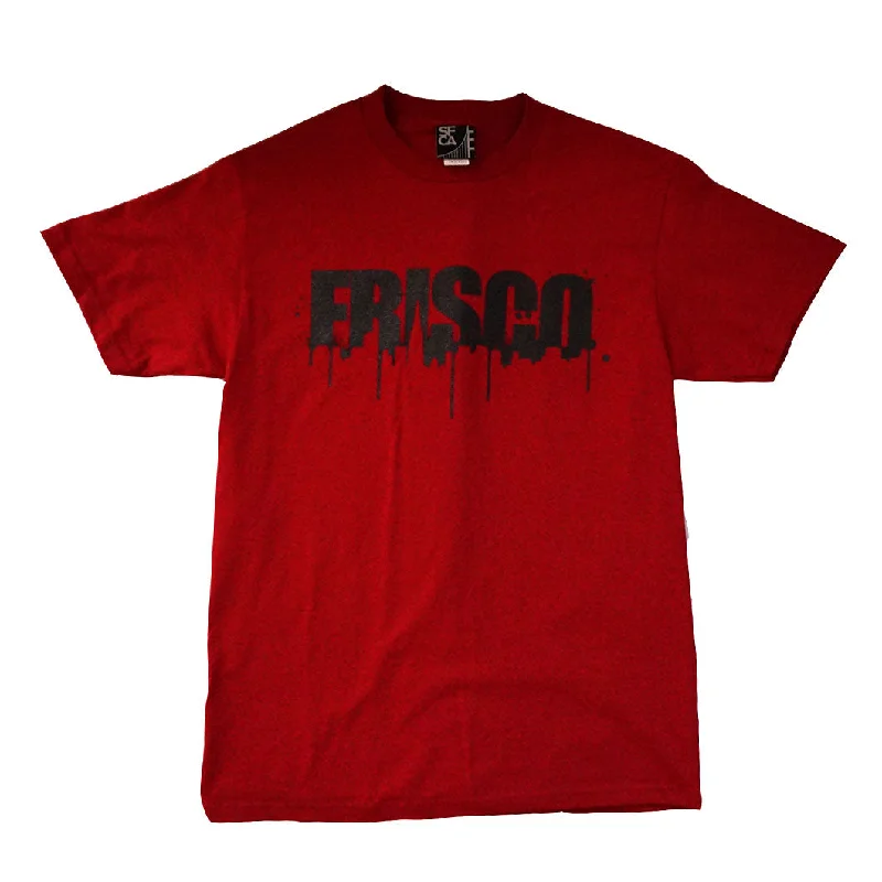 Men's Shirts with Belt LoopsMens SFCA Frisco Drips T-Shirt, Red with Black