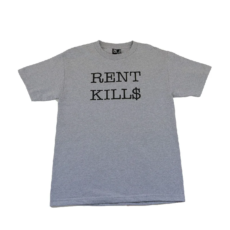 Men's Shirts with Contrast StitchingMens SFCA Rent Kills T-Shirt Heather Grey