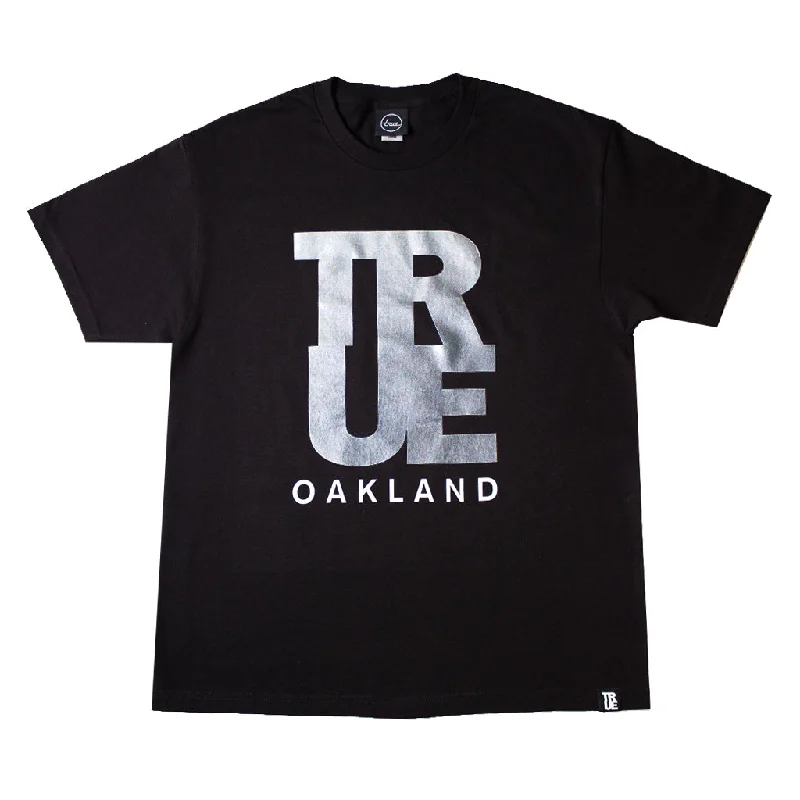 Men's Shirts with Cowl NecksMen's True Logo Oakland T-Shirt Black