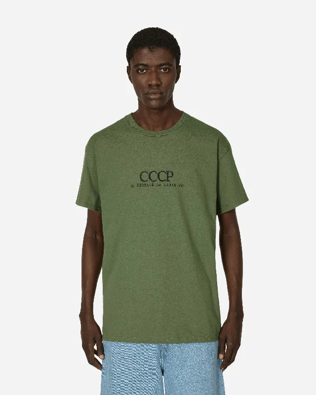 Men's Shirts with Embellished CollarsCCCP Fedeli Alla Linea 2024 Tour T-Shirt Green