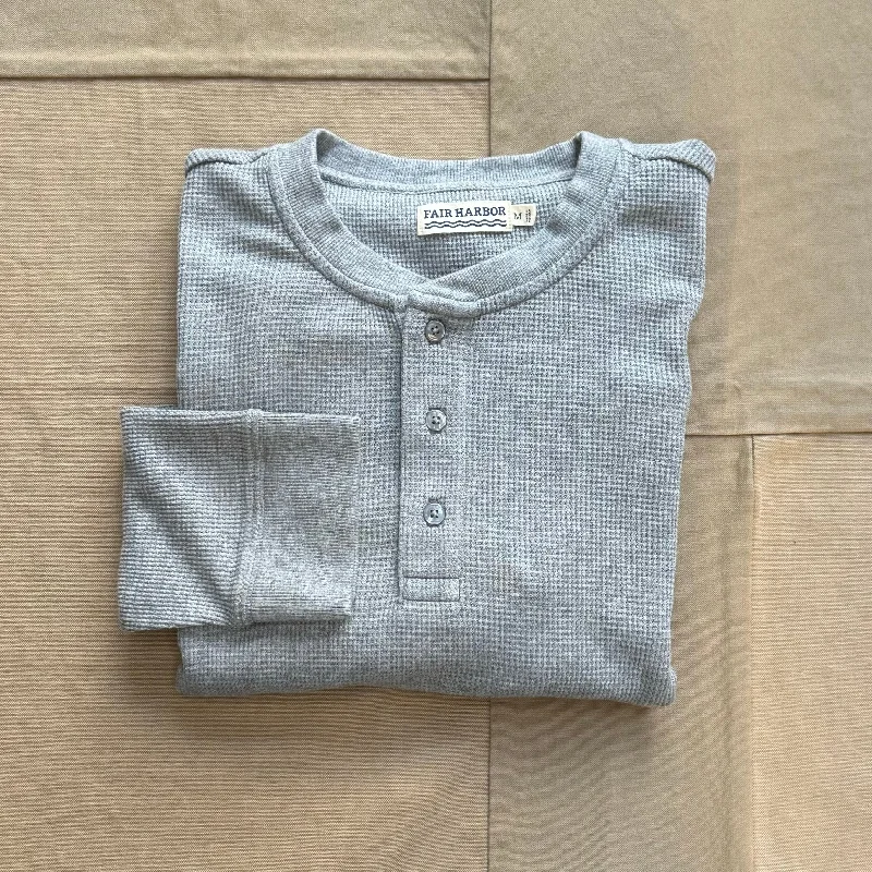 Men's Shirts with Drawstring WaistbandsThe Hudson Waffle Henley, Heather Grey