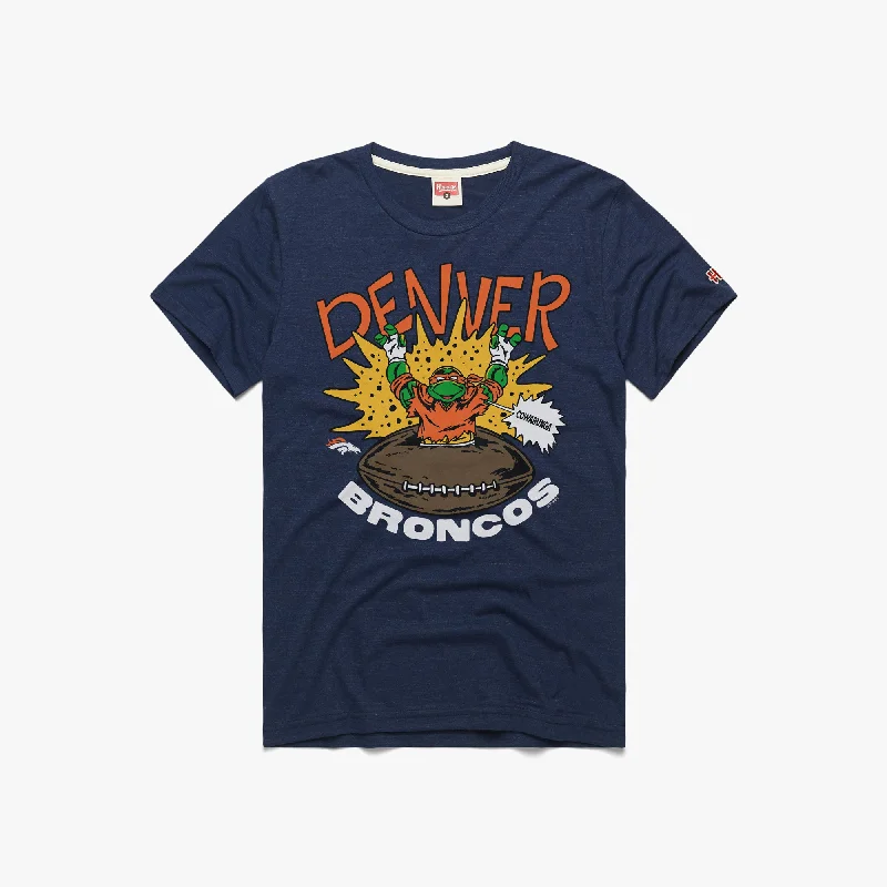 Men's Shirts with Patchwork PatternsTMNT Michelangelo x Denver Broncos