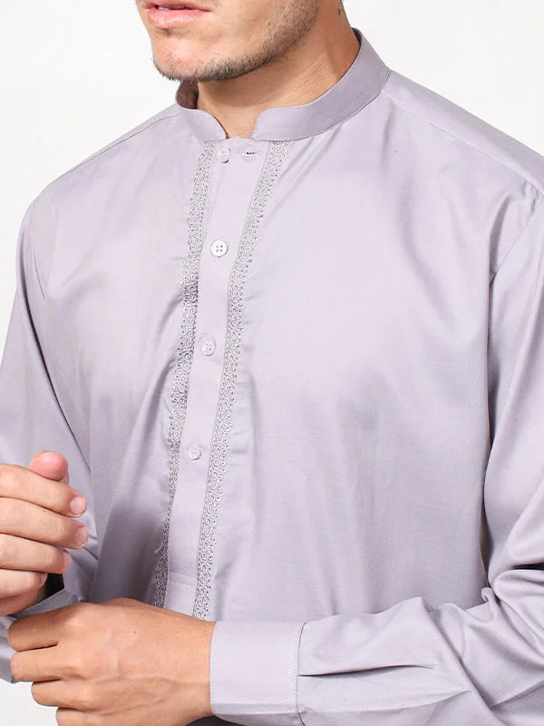 Men's Cowboy Shirts for Western StyleMSK71 Men's Kameez Shalwar Stitched Sherwani Collar Suit Light Pulple