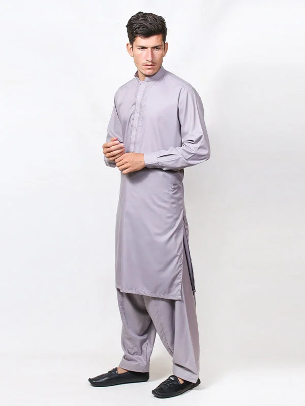 Men's Skinny-Fit Shirts for a Trendy Look461/1E Men's Kameez Shalwar Stitched Suit Sherwani Collar Light Purple