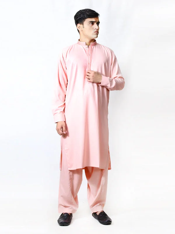 Men's Polo Shirts for Sports and Casual Wear362-C Men's Stitched Kameez Shalwar Light  Peach