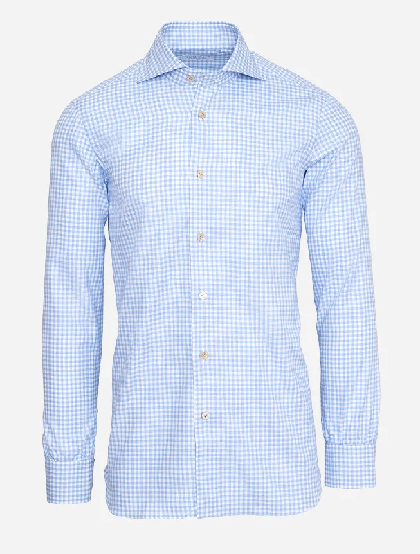 Men's V-Neck T-Shirts for a Flattering ShapeGingham Shirt in Baby Blue