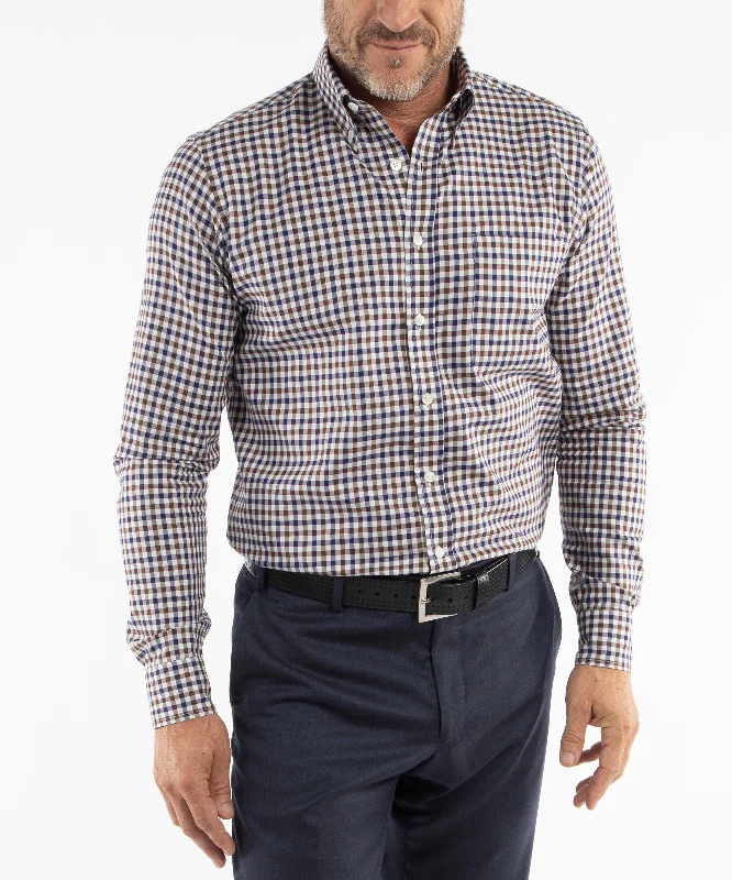 Men's Insulated Shirts for Cold WeatherHeritage Twill Gingham Long Sleeve Sport Shirt