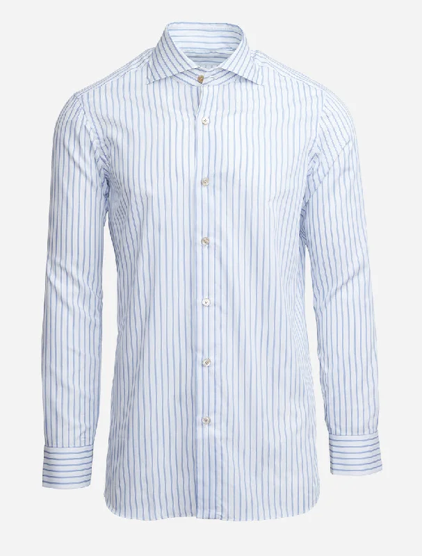 Men's Easy-Care Shirts for Busy LifestylesBlue and White Stripe Shirt