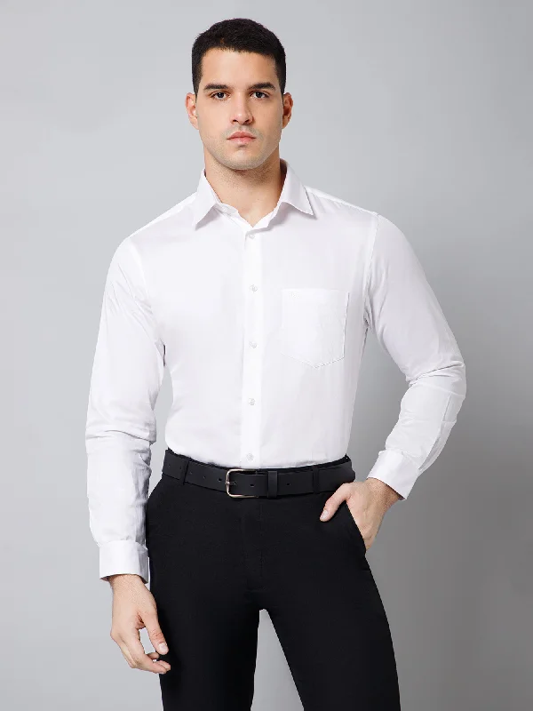 Men's Pattern-Clashing Shirts for Bold FashionMen's White Party Plain Full Sleeve Shirt