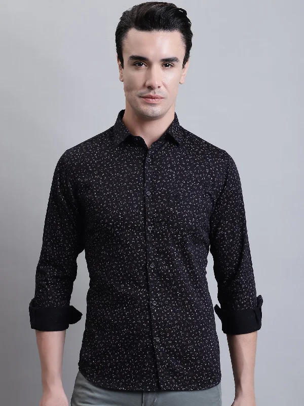 Men's Relaxed-Fit Shirts for Casual ComfortMen's Black Casual Floral Print Full Sleeve Shirt