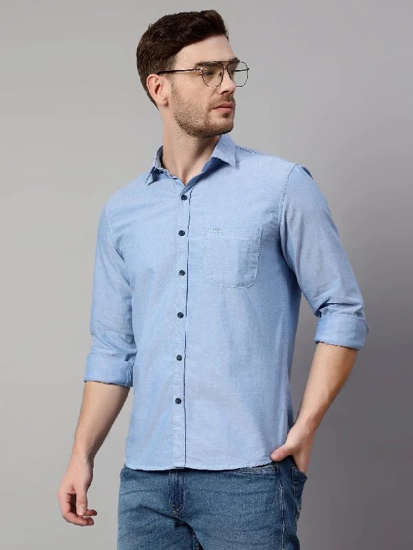 Men's Big and Tall Shirts for Added ComfortMen's Blue Casual Plain Full Sleeve Shirt