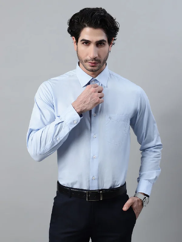 Men's Dressy Button-Down Shirts for Formal OccasionsMen's Sky Blue Formal Plain Full Sleeve Shirt