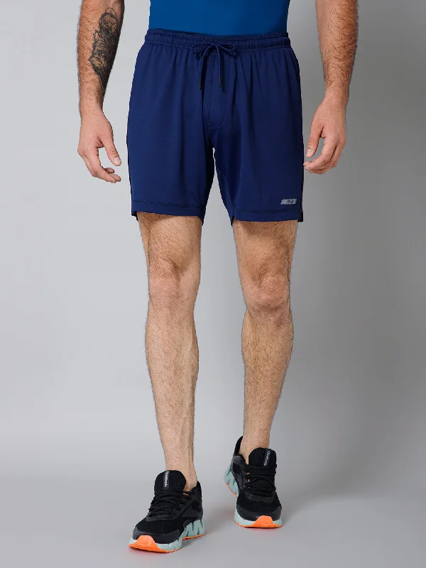 Men's Pants with Turn-Up CuffsMen Solid Above Knee Regular Fit Active Wear Blue Shorts