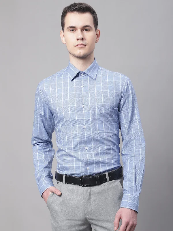 Stylish Men's Graphic T-ShirtsMen's Blue Formal Medium Checks Full Sleeve Shirt