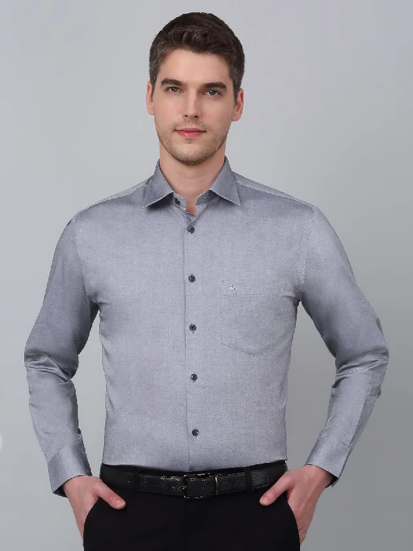 Men's Travel Shirts for Easy PackingMen's Grey  Formal Plain Full Sleeve Shirt