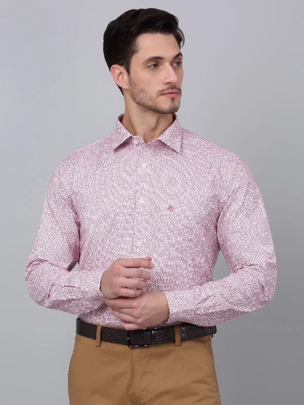 Men's Affordable Shirts for Budget-Friendly StyleMen's Red Formal Geometric Print Full Sleeve Shirt