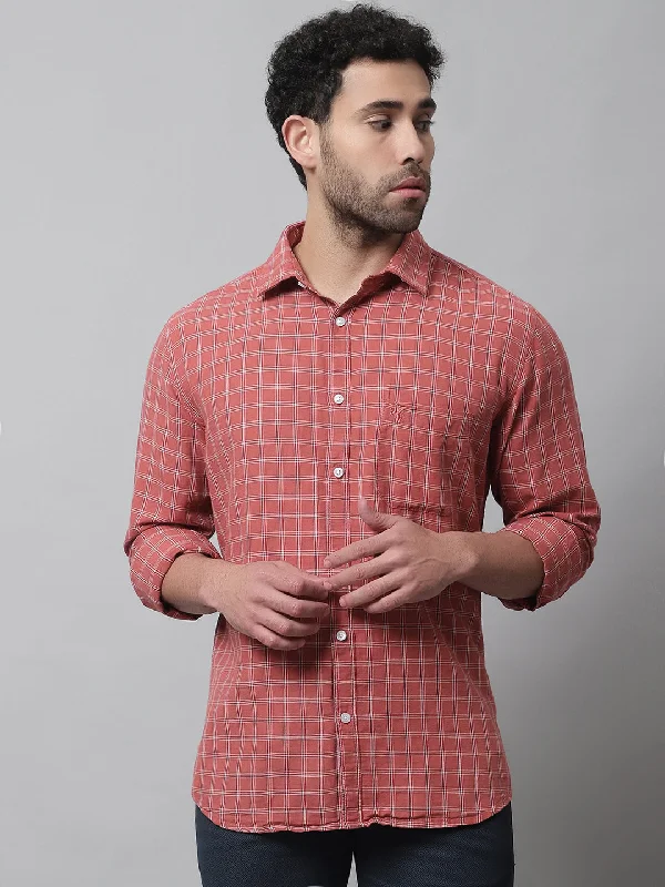 Comfortable Men's Flannel ShirtsMen's Red Casual Medium Checks Full Sleeve Shirt