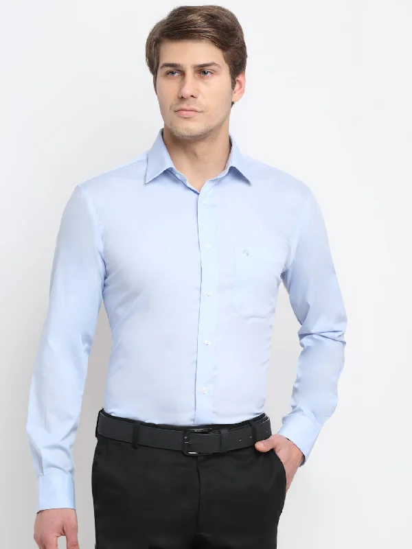 Men's Checkered Shirts for a Retro FeelMen's Sky Blue Formal Plain Full Sleeve Shirt