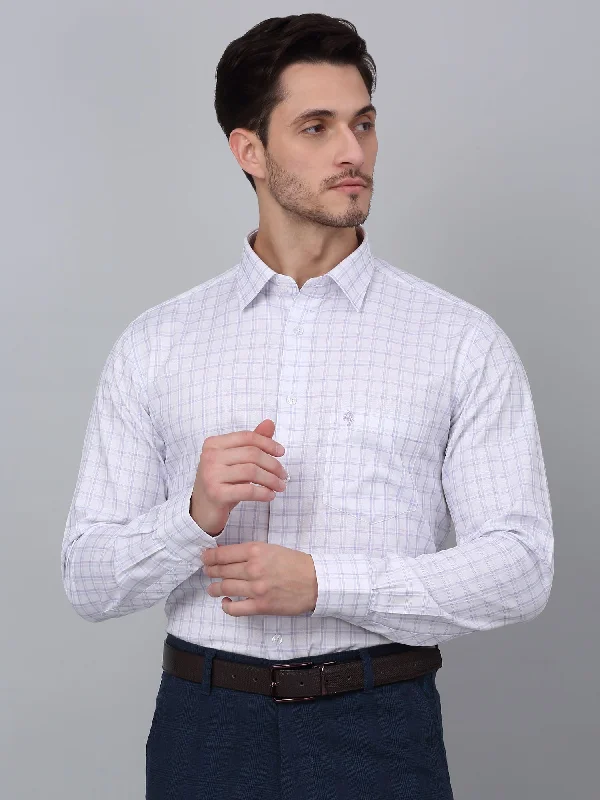 Men's Checked Short-Sleeve Shirts for Summer FunMen's White Formal Medium Checks Full Sleeve Shirt