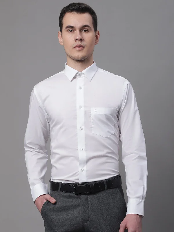 Men's Monochrome Shirts for a Minimalist VibeMen's White Formal Plain Full Sleeve Shirt