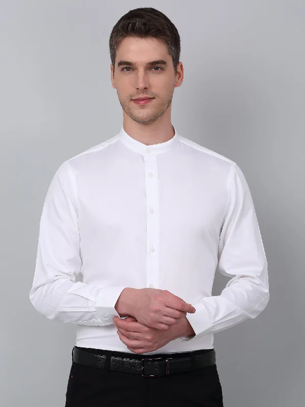 Men's Stain-Resistant Shirts for Mess-Free WearMen's White Party Plain Satin Full Sleeve Shirt