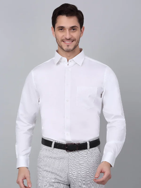 Men's Pattern-Play Shirts for a Fun TwistMen's White Formal Plain Full Sleeve Shirt