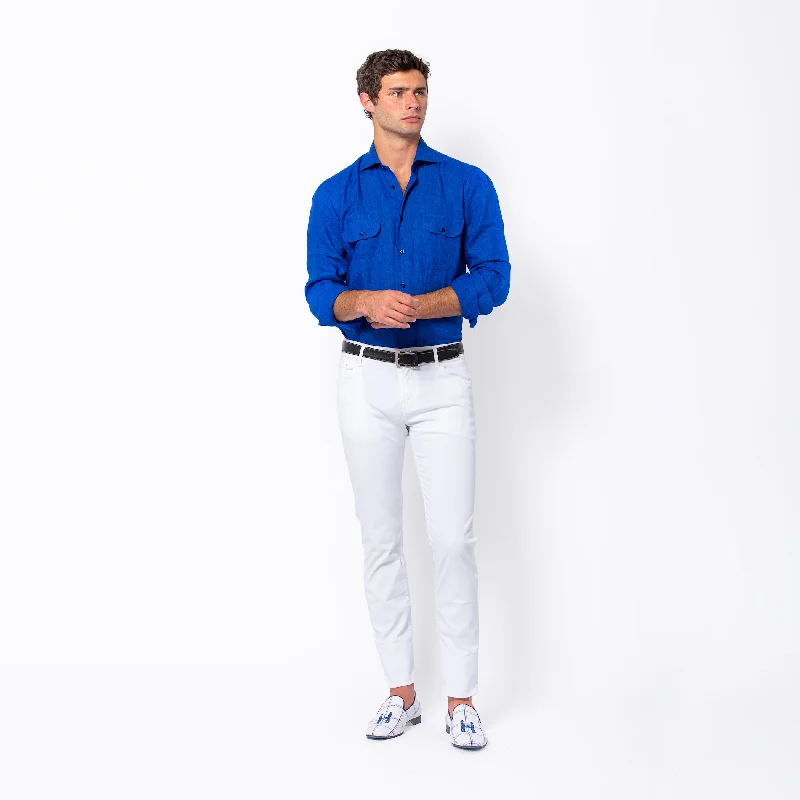 Men's Insulated Shirts for Cold WeatherLinen Work Shirt in Cobalt