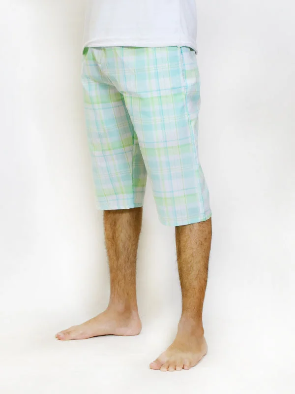 Men's Pants with Belt LoopsF Men's Short Checks Light Green