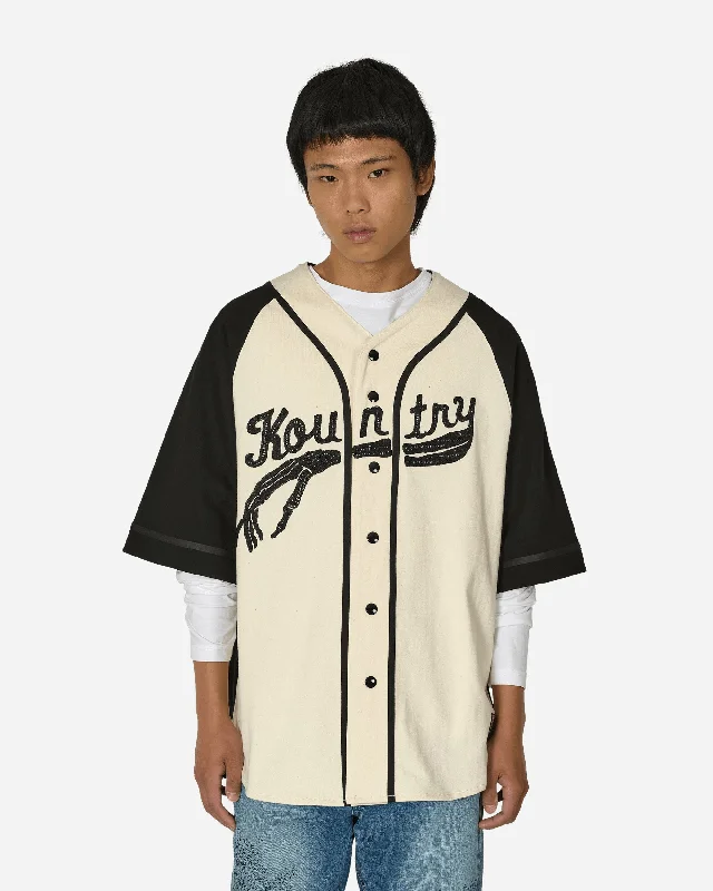 Durable Men's Work Shirts16/-Densed Jersey Baseball Shirt (Bone) Ecru / Black